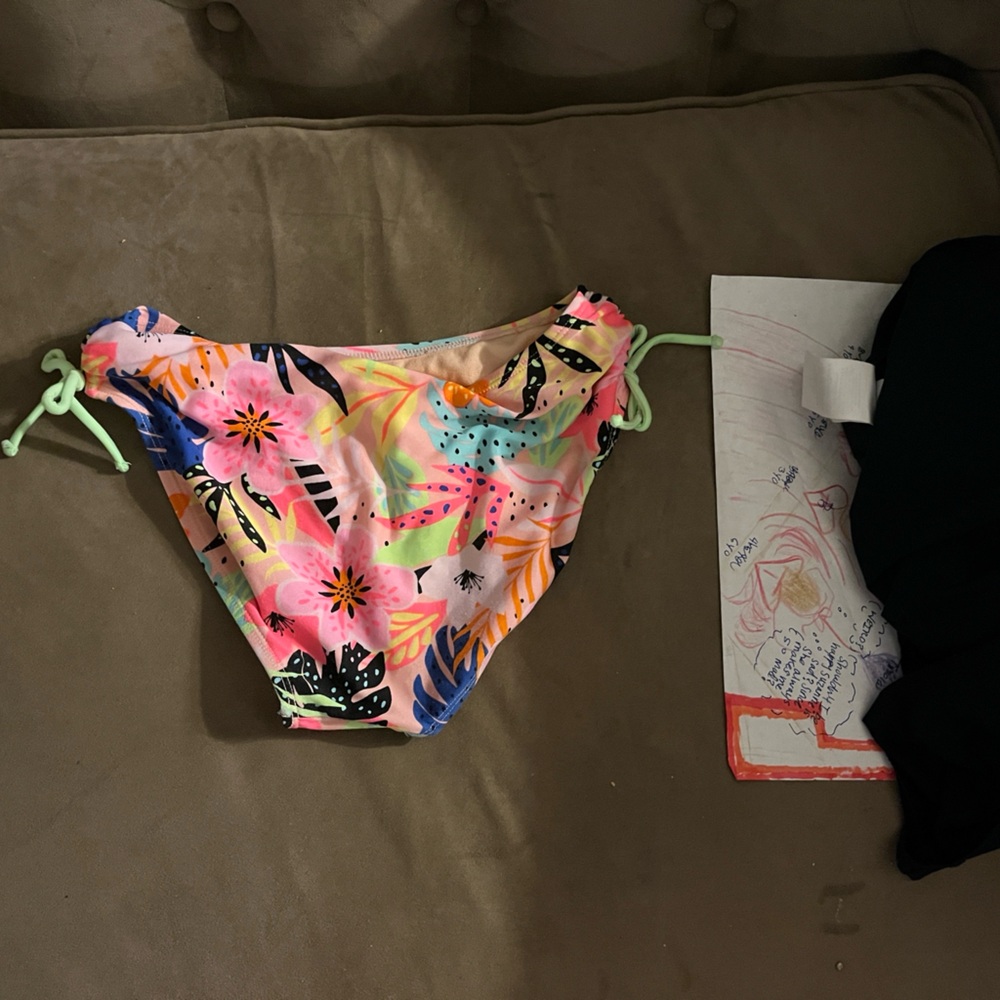 Cat & Jack Floral Kids Bikini - Pink and Green